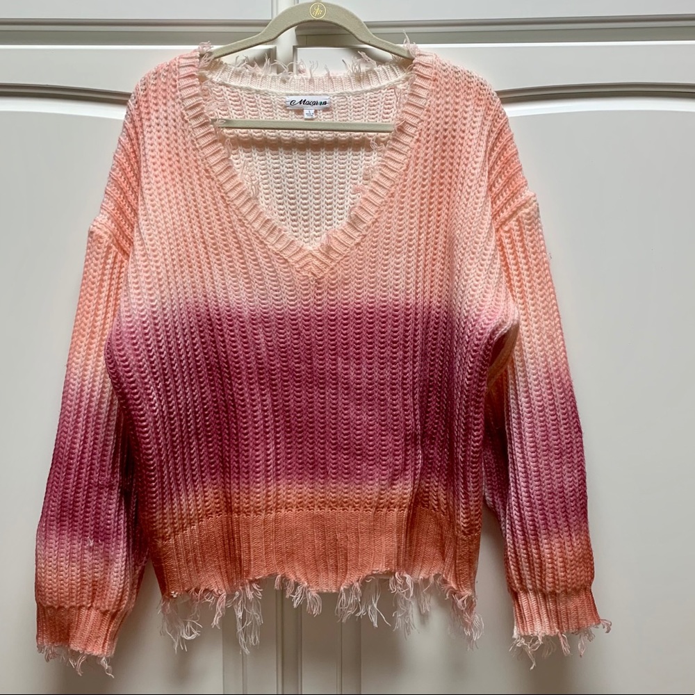 Frayed Hem Tie Dye/Ombré Sweater